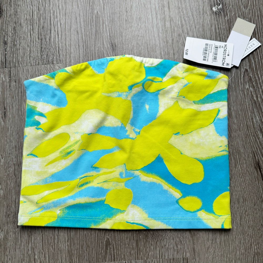 BP Nordstrom Green Blue Abstract Tube Top XS NWT